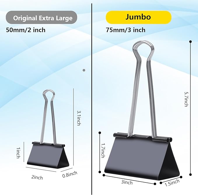 Ufmarine Jumbo Binder Clips 3 inch, Extra Large Binder Clips Giant - Image 2
