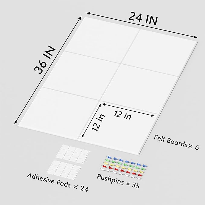 Neatsure Large Cork Board for Wall, 6 Panels Felt Tiles Tack Push Pin Board for - Image 3