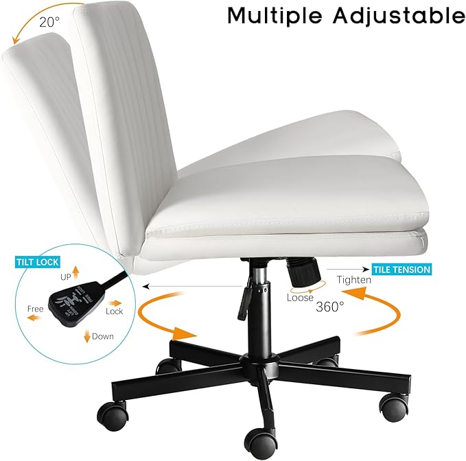 PUKAMI Criss Cross Chair with Wheels, Armless Cross Legged Office Desk Chair - Image 7