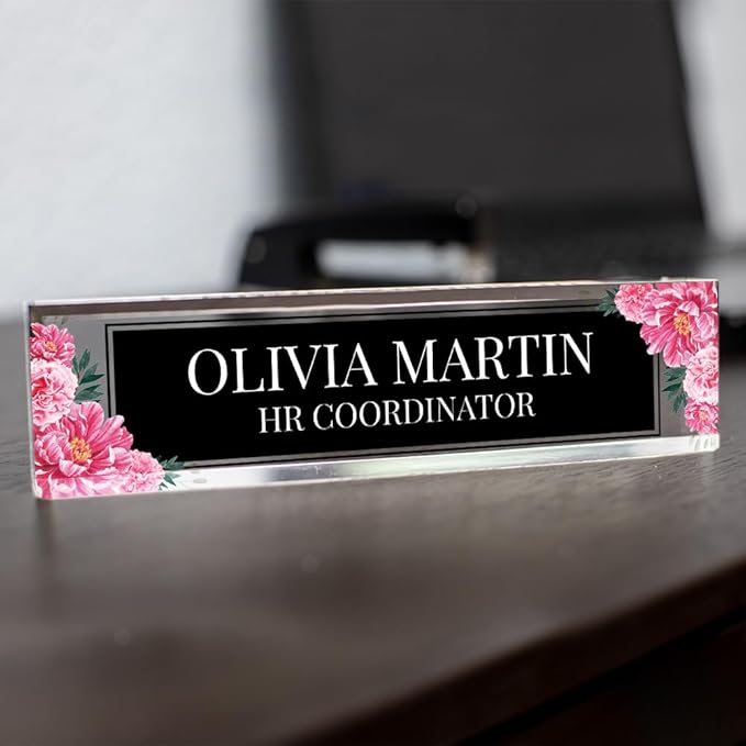Signs ByLITA Floral Pattern Customized Nameplate | Midnight Bloom Personalized - Image 2