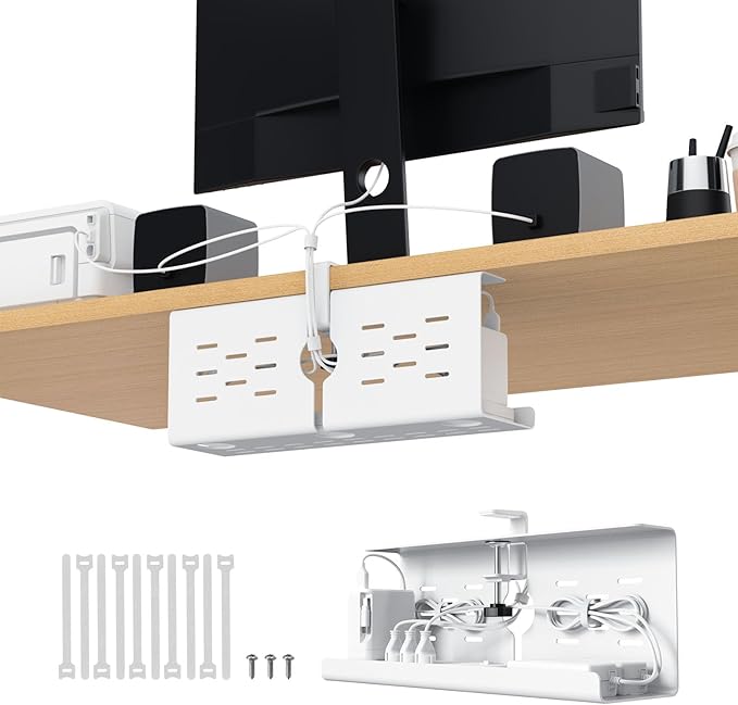 KEEGH 16'' Under Desk Cable Management Tray, Drill Free Clamp/Screws Mount by KEEGH
