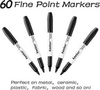 Keebor Permanent Markers Bulk, 60 Pack Black Permanent Markers, Quick Drying & - Image 3