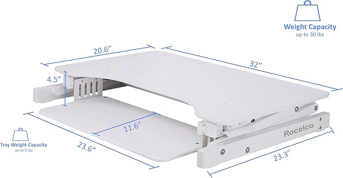 Rocelco 32" Height Adjustable Standing Desk Converter - Image 3