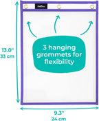 Walldeca Dry Erase Pockets. Clear Plastic Sleeves 8.5x11 25 Pack Paper | Reusable Sleeves And Write And Wipe Pockets, Plastic Covers For A Paper Holder Pack, Ideal For Classroom Use Every Single Day