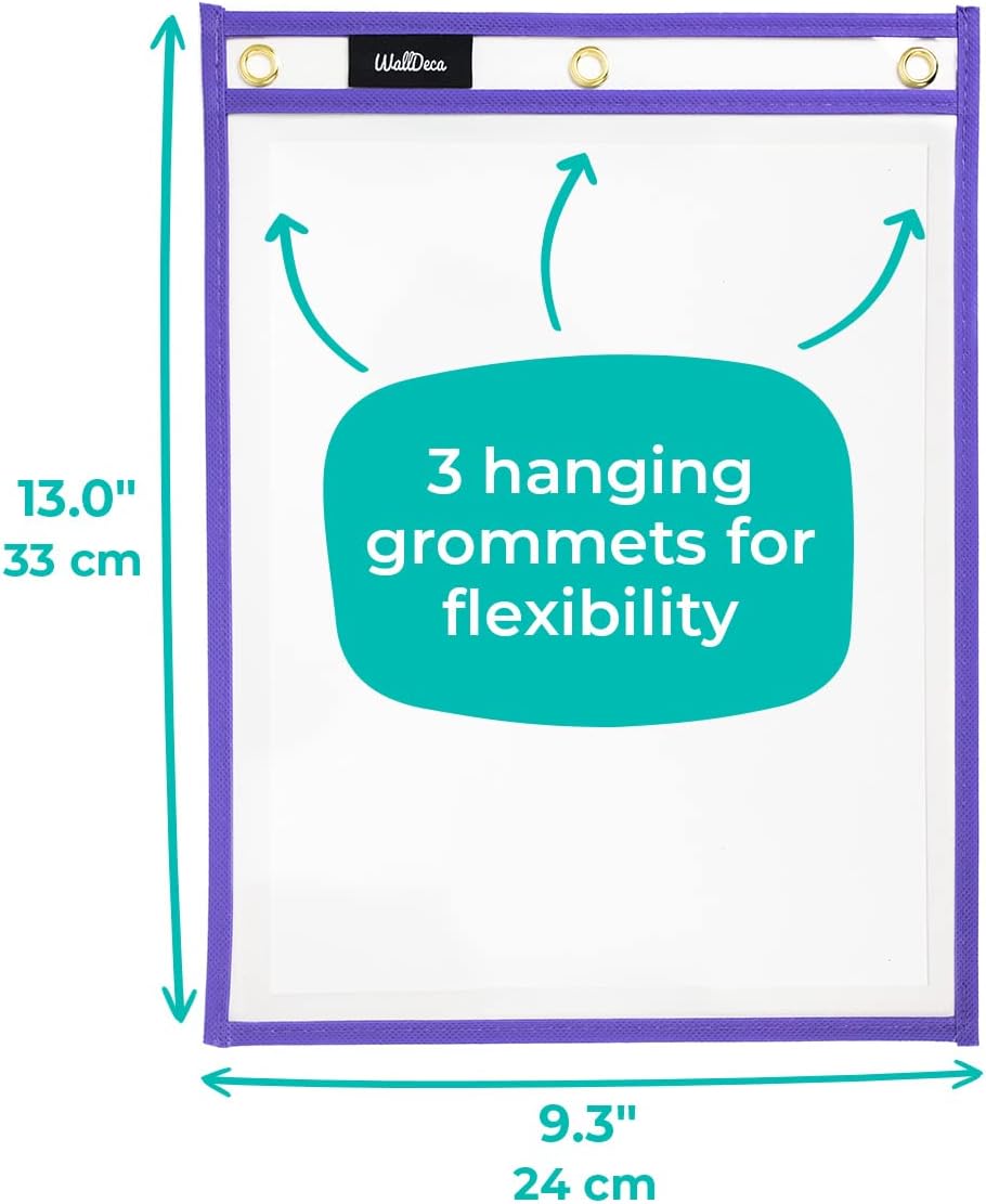 Walldeca Dry Erase Pockets. Clear Plastic Sleeves 8.5x11 25 Pack Paper | Reusable Sleeves And Write And Wipe Pockets, Plastic Covers For A Paper Holder Pack, Ideal For Classroom Use Every Single Day