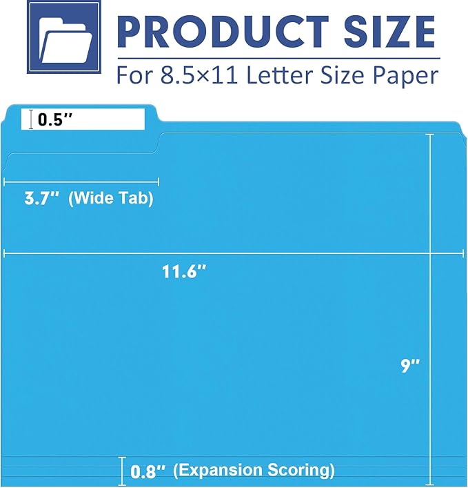 File Folder, PANDRI 170 Pack Colored File Folder, 1/3 Cut Tabs, Letter Size - Image 2