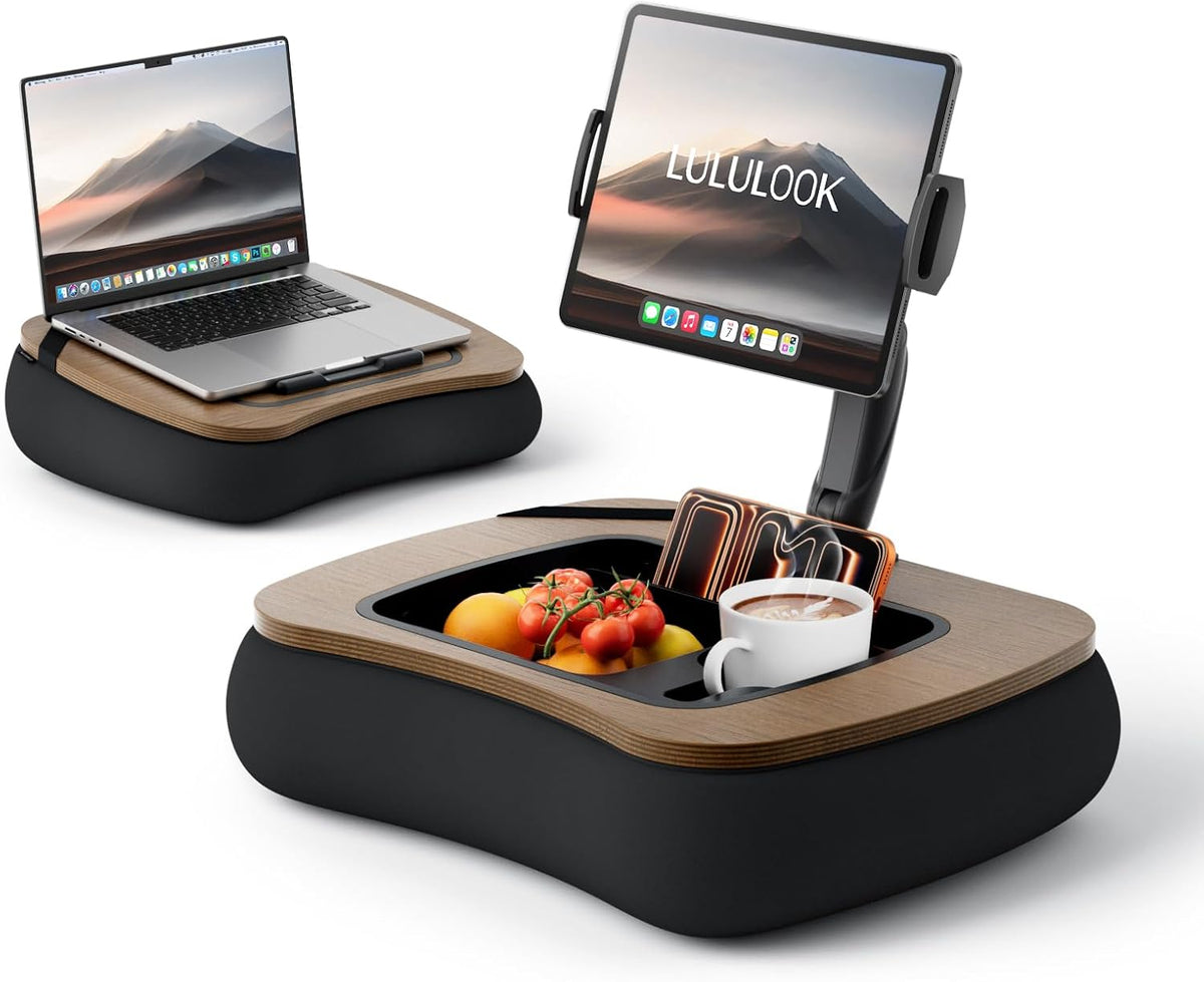 LULULOOK 2-in-1 Lap Desk & Kindle Pillow Stand with Beanbag