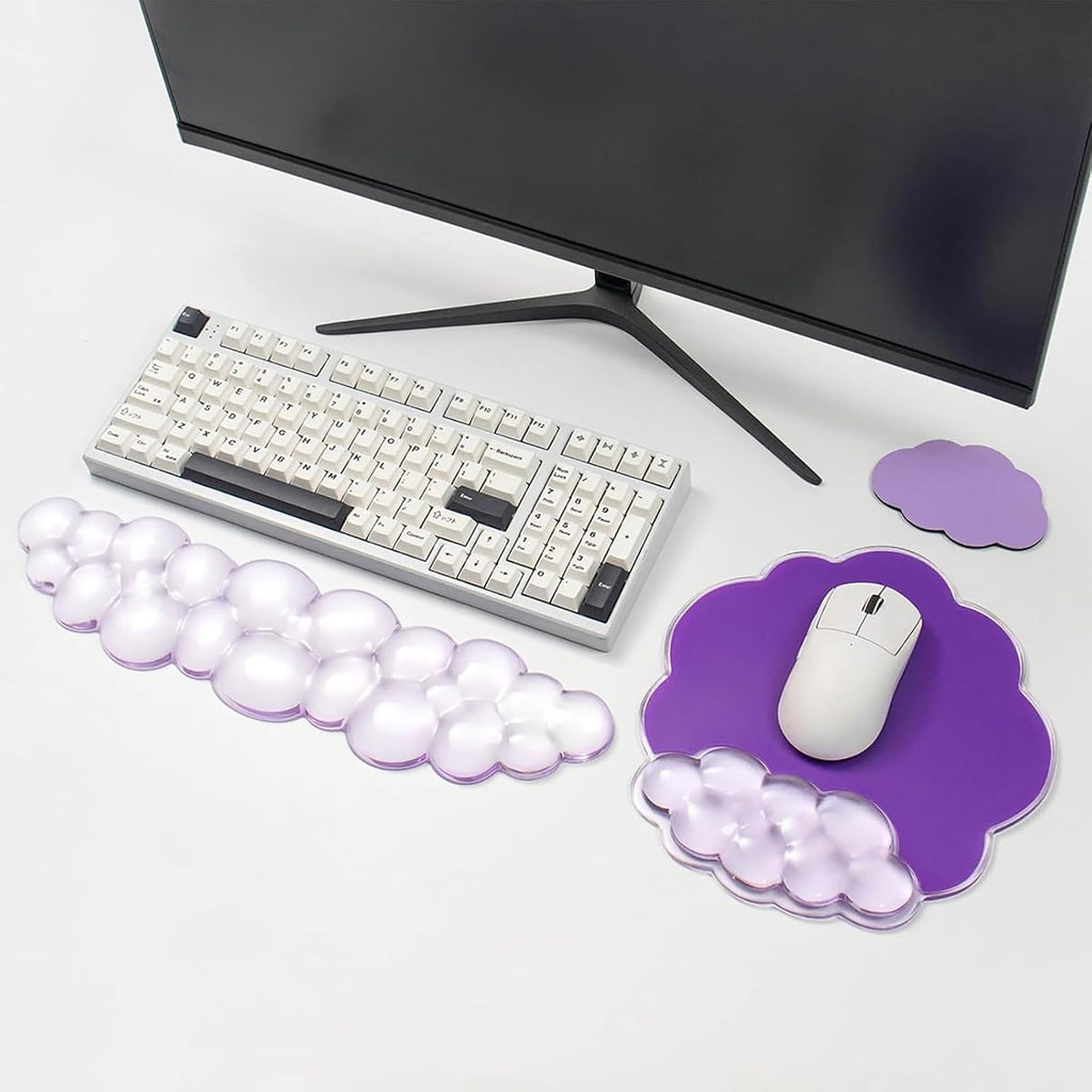 3 in 1 Cloud Keyboard Wrist Rest, Ergonomic Gel Wrist Support Pad for Desk | Soft Gel Arm Rest Heat Dissipating Reduce typing wrist pain Office Accessories