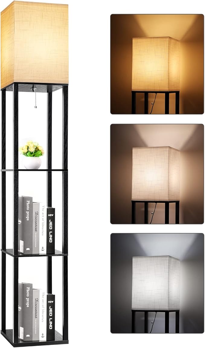 RUNTOP Floor Lamp with Shelves, Shelf Lamp with 3 Color Temperature LED Bulb by RUNTOP