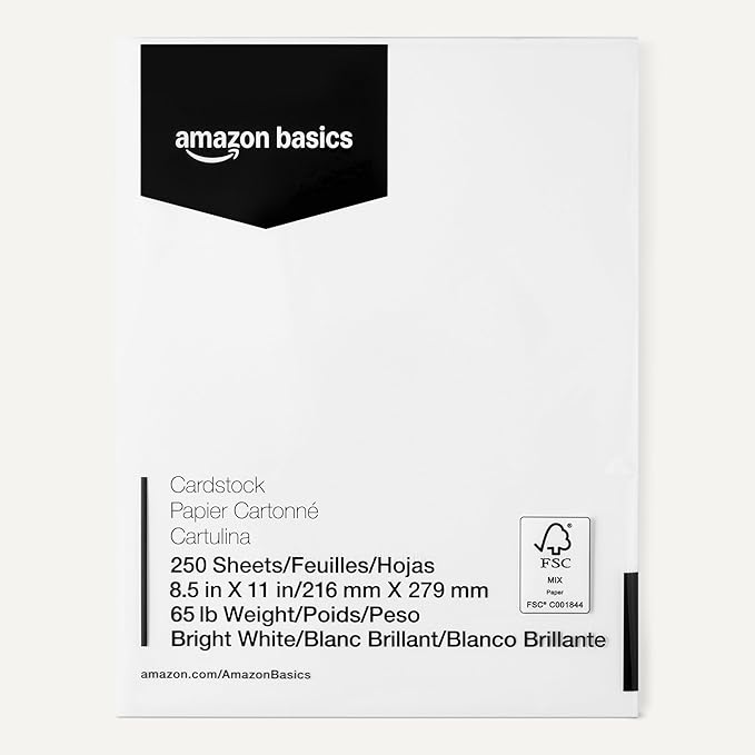 Amazon Basics Cardstock Paper, 8.5" x 11", 65 lb/176 gsm, 96 Bright, 250 Sheets - Image 5