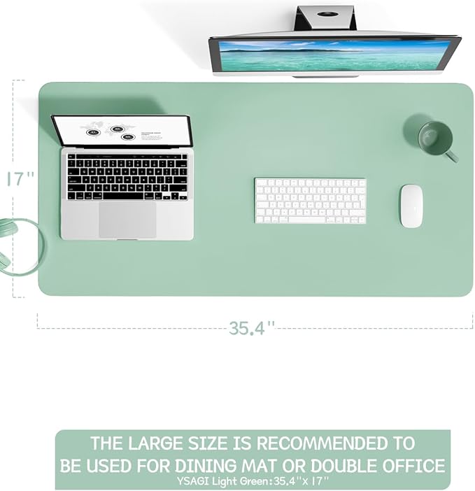 YSAGi Non-Slip Leather Desk Pad L Size, Waterproof Laptop Computer Desk - Image 2