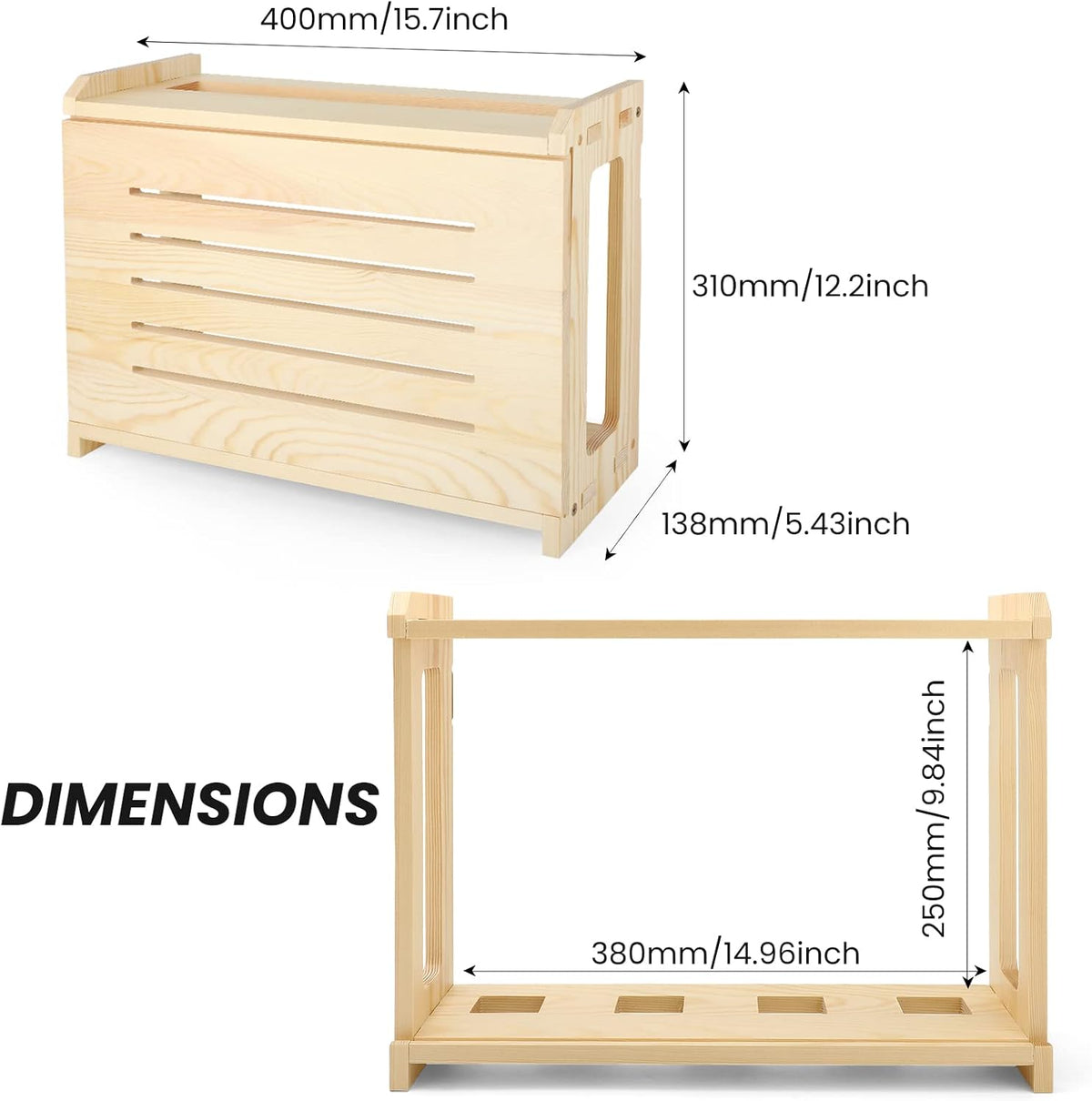 Wooden Router Shelf Wall Mount WiFi Router Storage Box Modem Cable Router Cov...