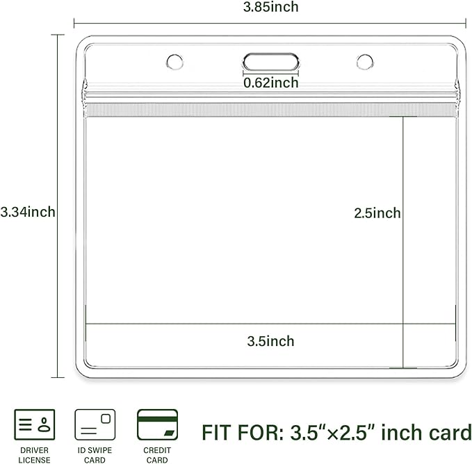 3.5x2.5 Inches Horizontal Badge Holder, Badge Sleeve Fits Name Tag - Image 2