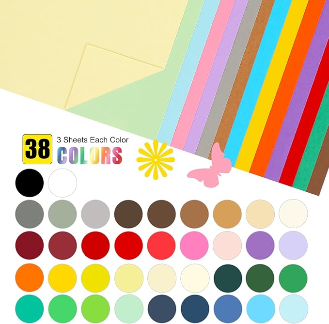 OcePor 114 Sheets Colored Cardstock 38 Colors, 8.5x11 Color Cardstock Bulk - Image 2