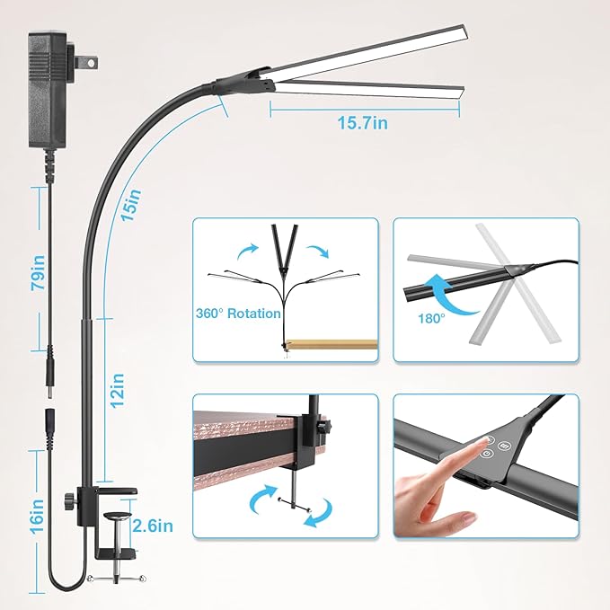 Hensam Desk Lamp for Office Home, 31.5" Desktop Lighting Bar - Image 7