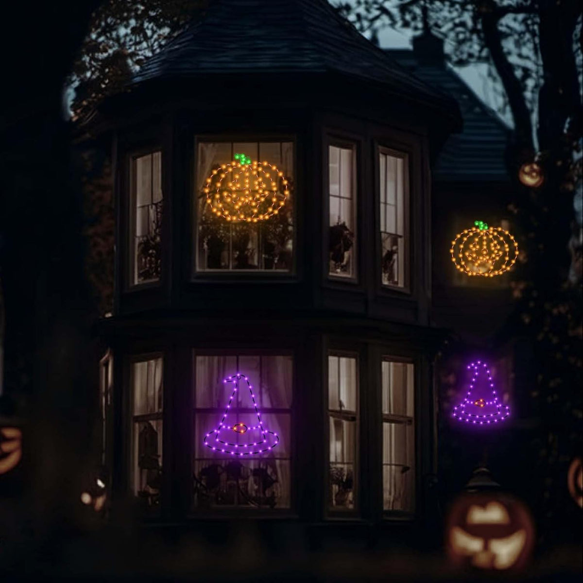 Halloween Window Lights, 2 Pack LED Waterproof Timer Indoor Decor
