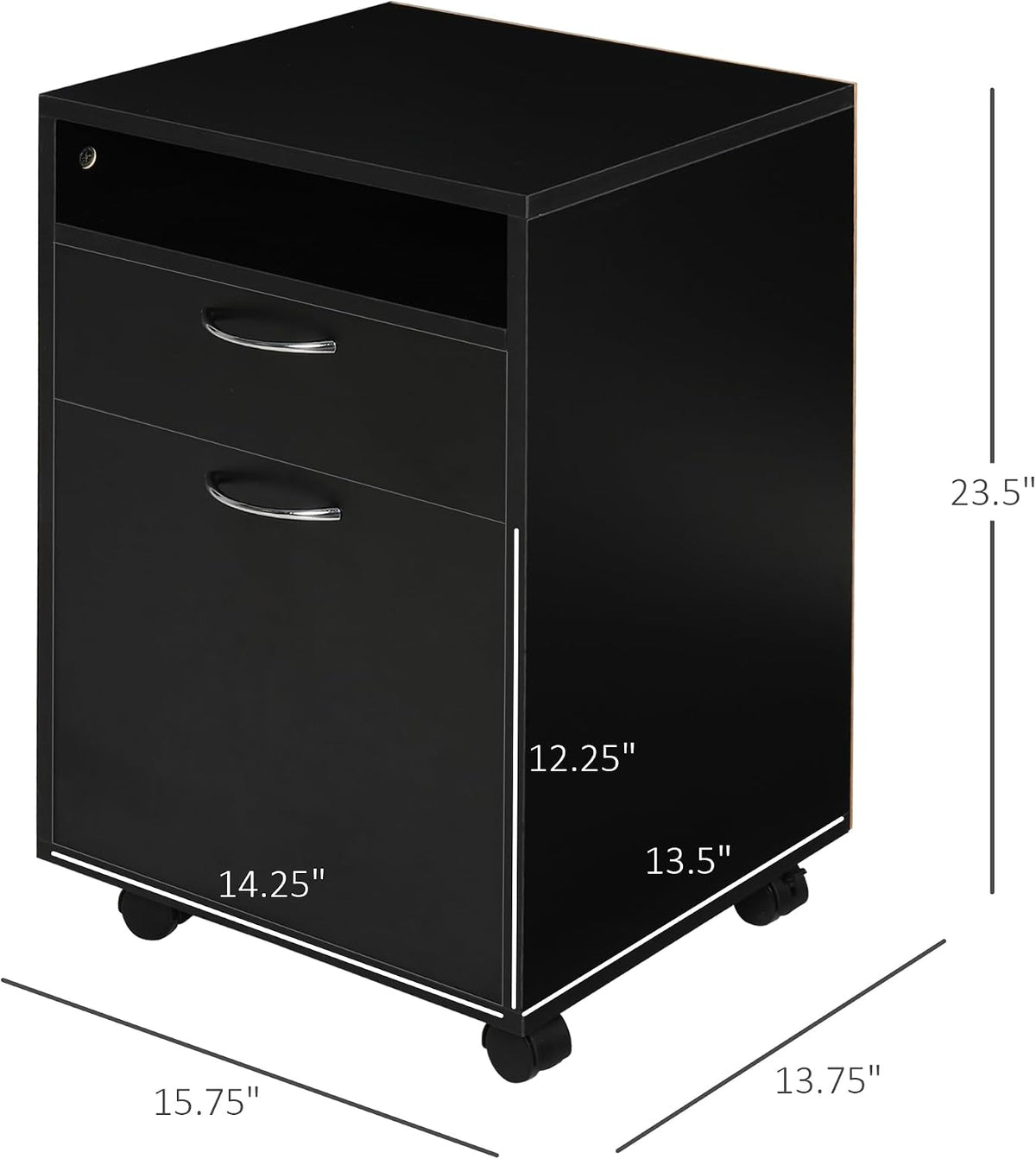 HOMCOM Mobile Storage Cabinet Organizer, Bathroom Drawer Cabinet, Black