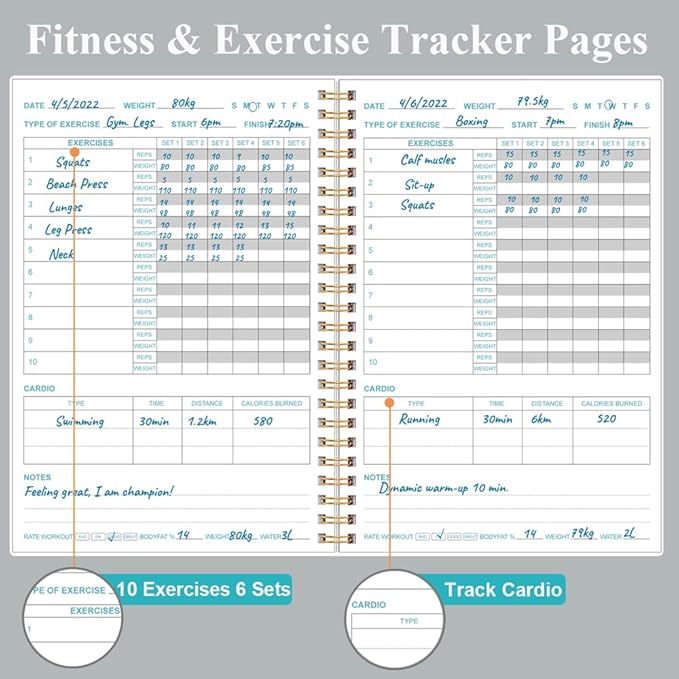 Simplified Fitness Journal for Women & Men, A5 Workout Journal/Planner Daily - Image 3