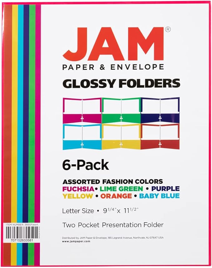 JAM PAPER Laminated Two Pocket Glossy School Folders - Image 6