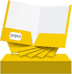 Jutom 50 Pcs 2 Pocket Glossy Paper Folders Glossy Paper Laminated Portfolios