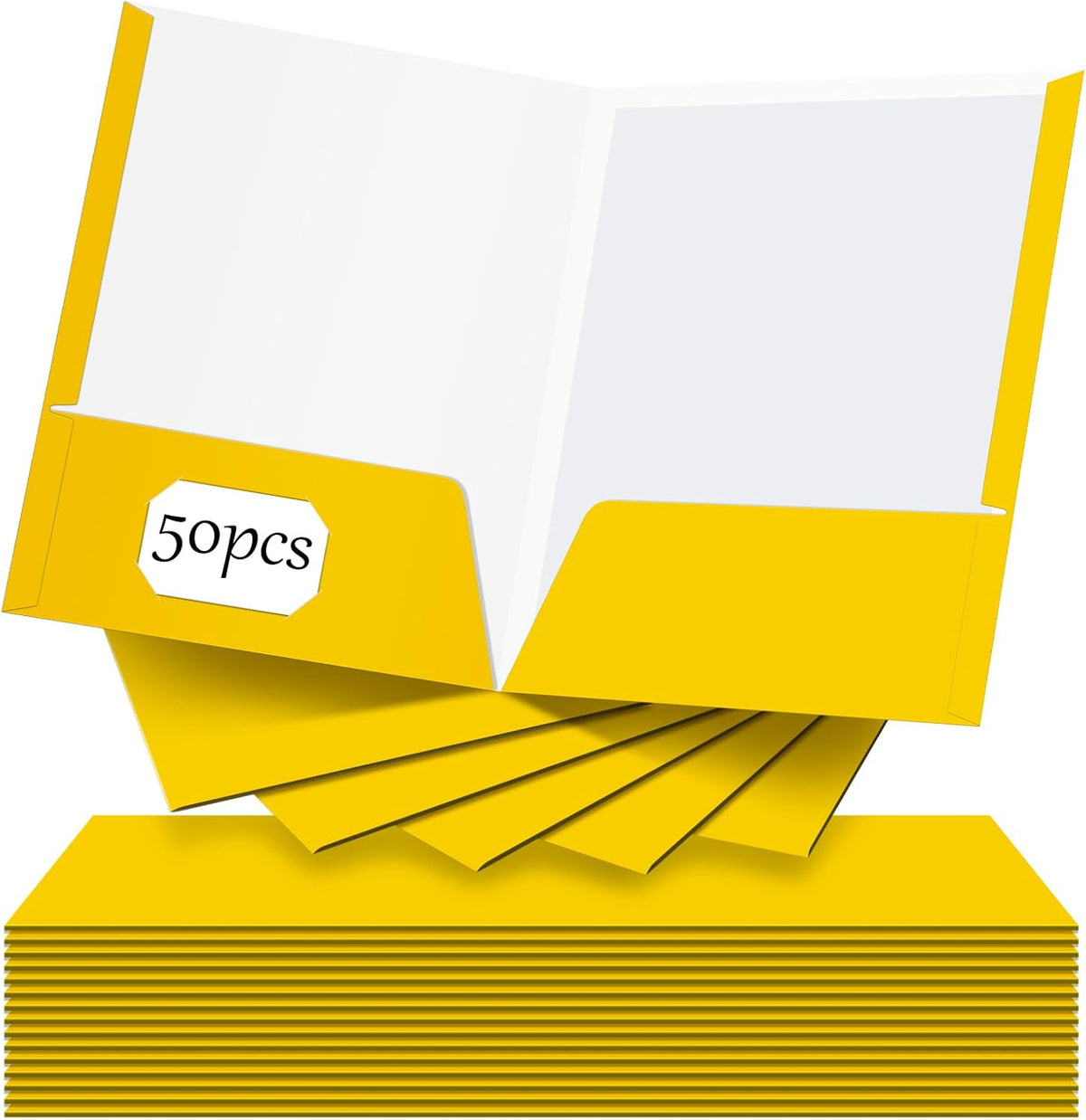 Jutom 50 Pcs 2 Pocket Glossy Paper Folders Glossy Paper Laminated Portfolios