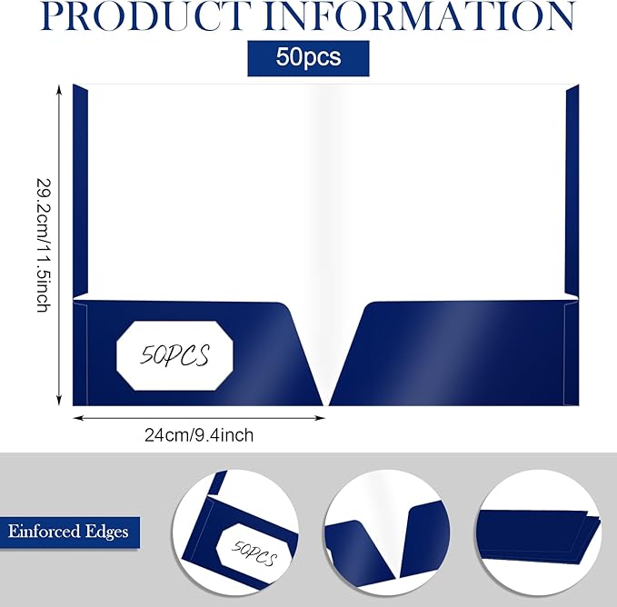 Jutom 50 Pcs 2 Pocket Glossy Paper Folders Glossy Paper Laminated Portfolios - Image 2