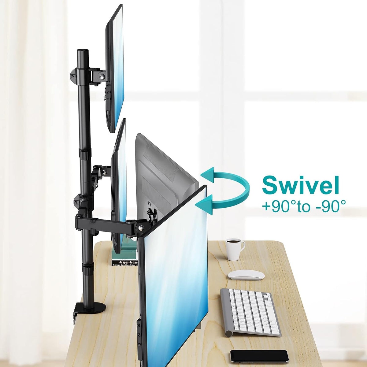 MOUNT PRO Triple Monitor Mount, Monitor Desk Mount for 3 Screens up to 32 inc...