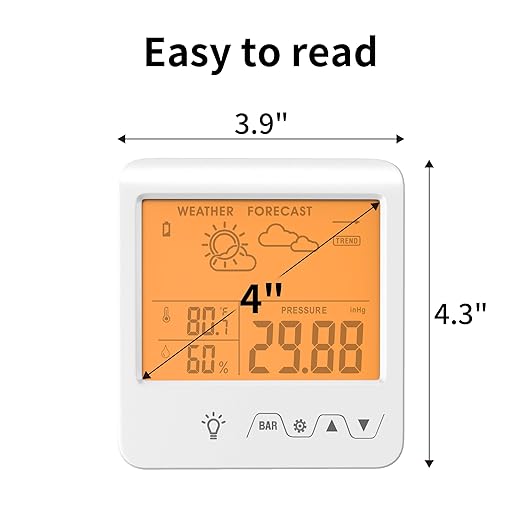 Digital Barometer Ambient Weather Forecast Clock Thermometer and Hygrometer - Image 2