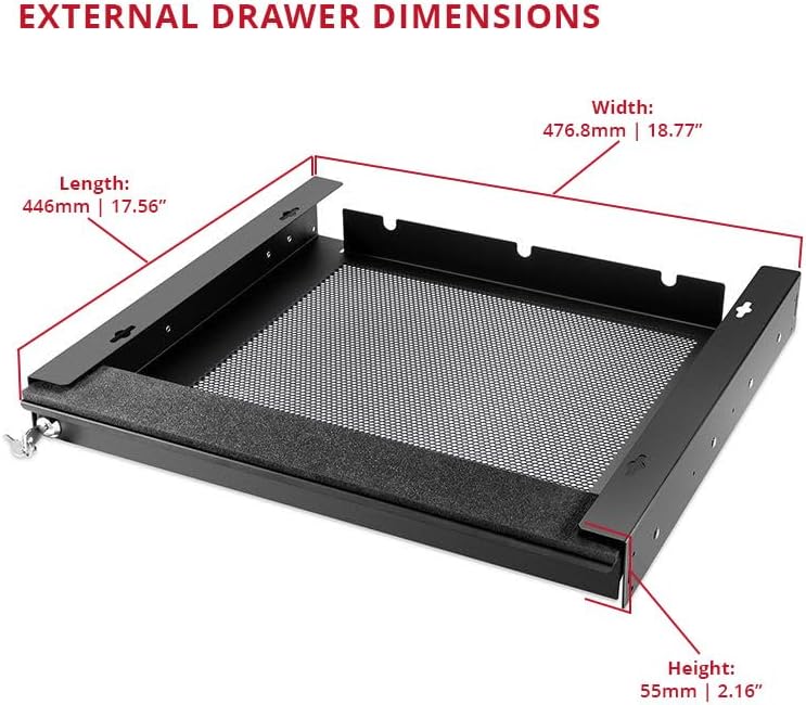 Penn Elcom Under Desk Laptop Drawer, Lockable, for 17” Laptops - Premium Slid...