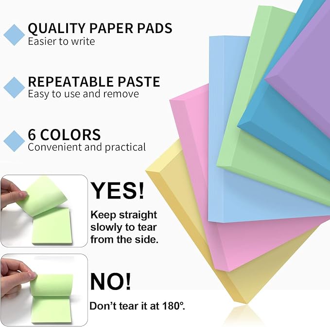 MyLifeUNIT Sticky Notes 3x3, Bulk Pack 54 Note Pads 5400 Sheets - Image 3