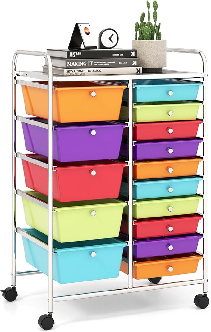 LDAILY 15 Drawer Rolling Storage Cart, Rolling Cart by LDAILY