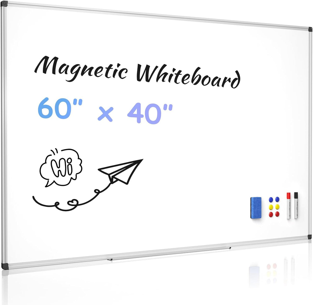 Magnetic Dry Erase Whiteboard, 40 x 60 Inch Large Wall Mounted White Board