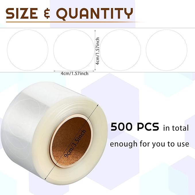 Zonon 500 Pcs Clear Labels Label Protector Clear Stickers Wafer Seals - Image 2