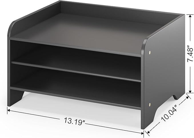 Wisuce Essentials Bamboo Desk Organizer Mail Holder Countertop Letter Tray Wood - Image 3