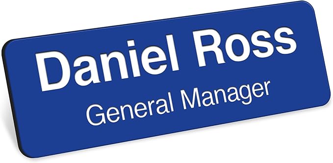 Name Tag, Magnetic Blue and White Name Tags, Personalized Name Tags, 1x3 Inches by MySignCenter