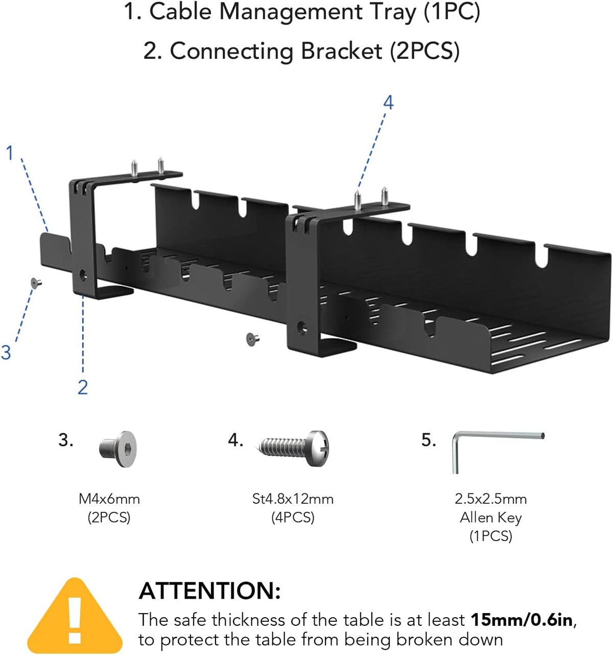 FLEXISPOT Under Desk Cable Management Tray, Metal Raceway Wires Cable Tidy Or...