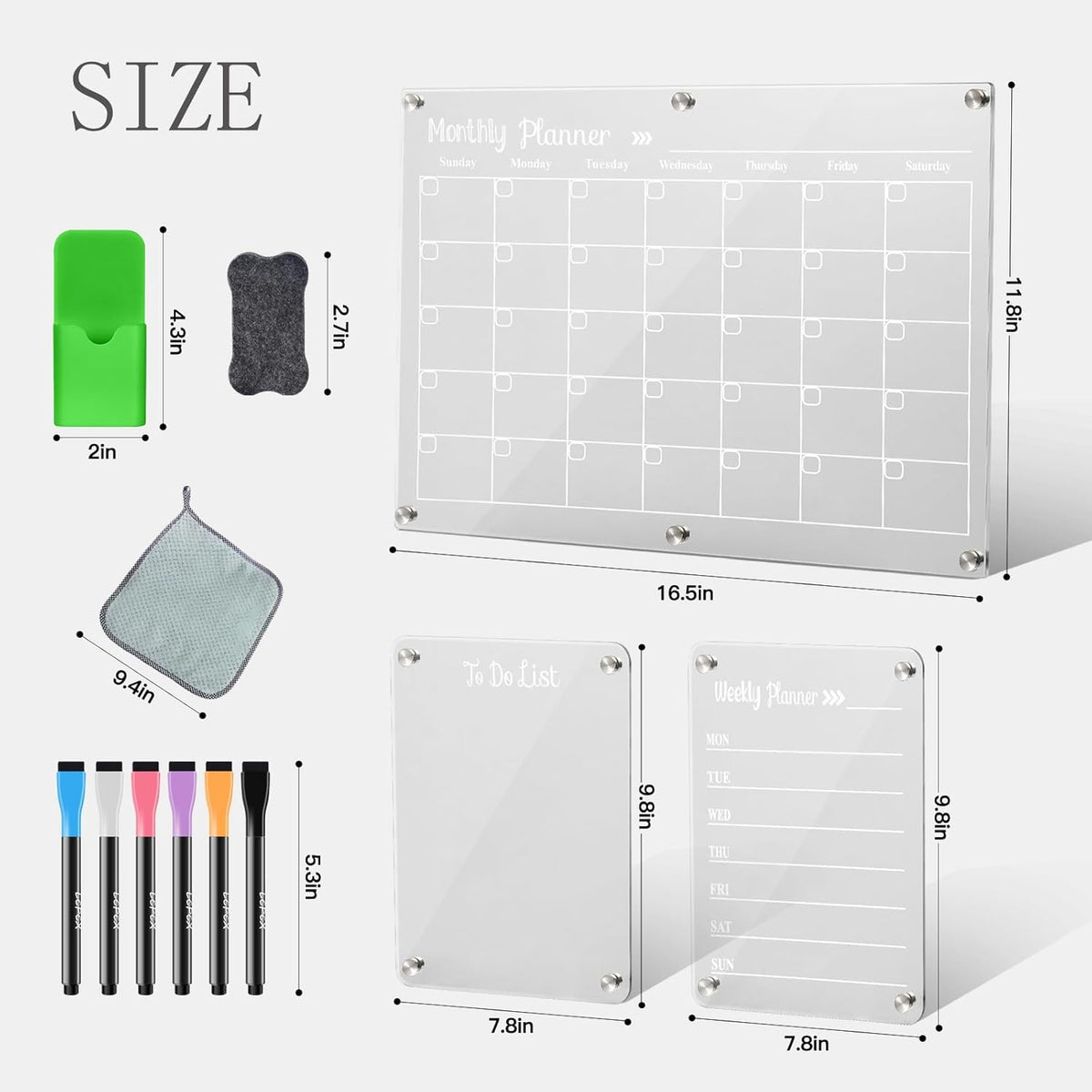 Magnetic Acrylic Fridge Calendar Dry Erase Planner