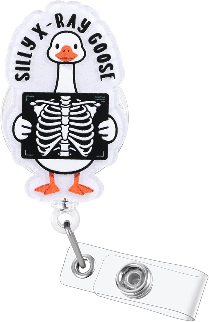 Funny Silly X-Ray Goose Nurse Badge Reel, Cute Animal Retractable ID Card Badge by LINAYOHA