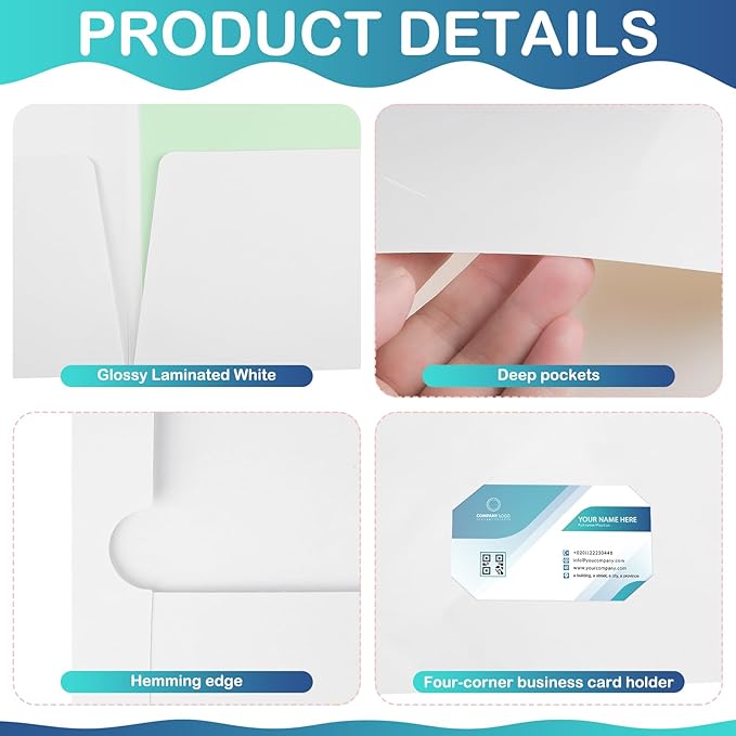 Yeaqee 200 Pack 2 Pockets Glossy Laminated Paper Folder First Day of School - Image 3
