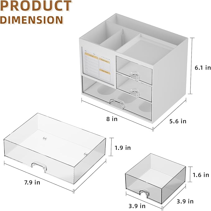 Marbrasse Desk Organizer with 3 Drawer, Desk Organizers and Accessories with 4 - Image 4