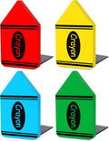 FYSUIMU 4Pcs Back to School Wood Bookends Non Skid Book Stoppers Colorful Crayon Shape Wooden Book Stands for Heavy Books Home Office School Library