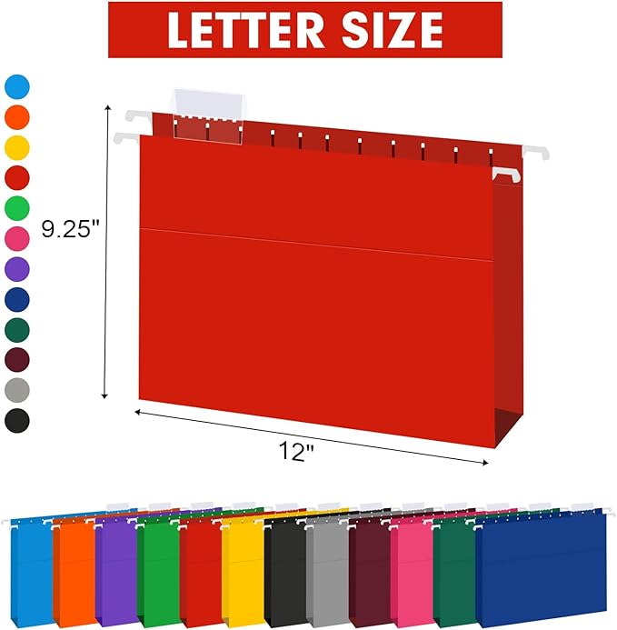 HERKKA Extra Capacity Hanging File Folders, 60 Pack Reinforced Letter Size - Image 2