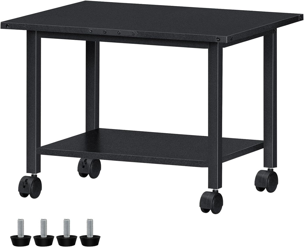 Lerliuo Under Desk Printer Stand, 2-Tier Industrial Mobile Printer Table with...