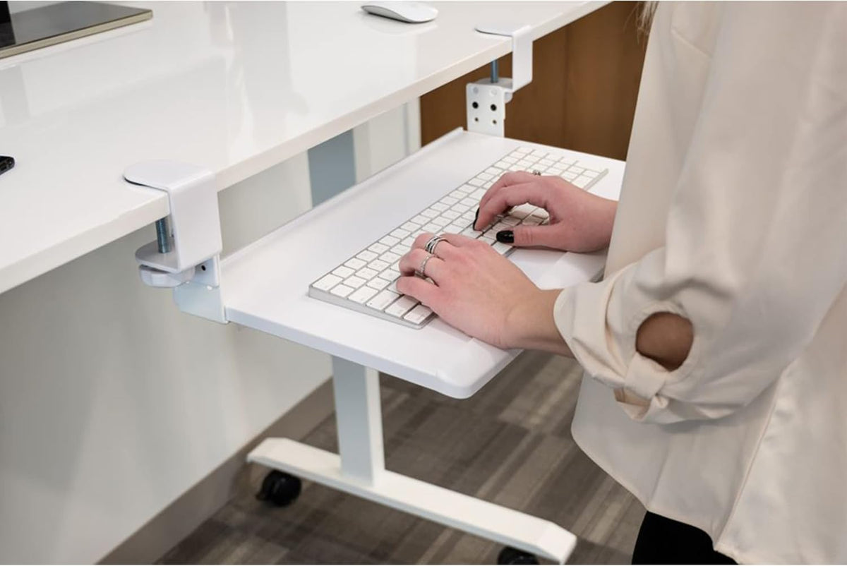 Stand Up Desk Store Large Clamp-On Retractable Adjustable Keyboard Tray | Imp...