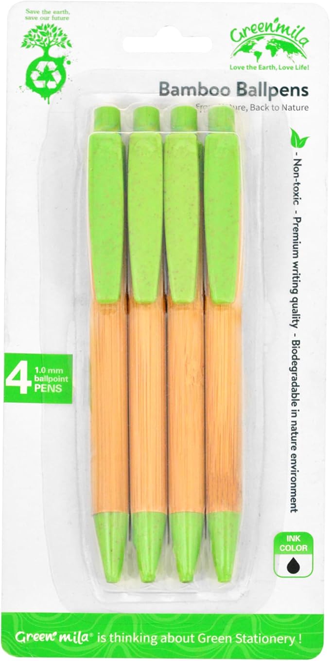 Green Mila Durable Pens, 1.0mm Ballpoint Pens Premium Writing Quality by AKMCorporation