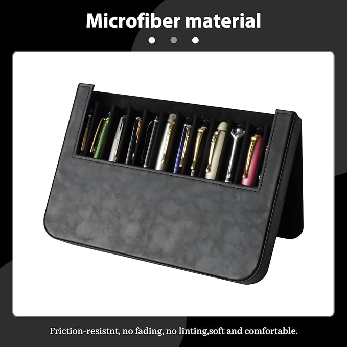 MIVLXLX PU Leather 12 Fountain Pen/Pencil Tray Case Organizer, Fashion Design - Image 3
