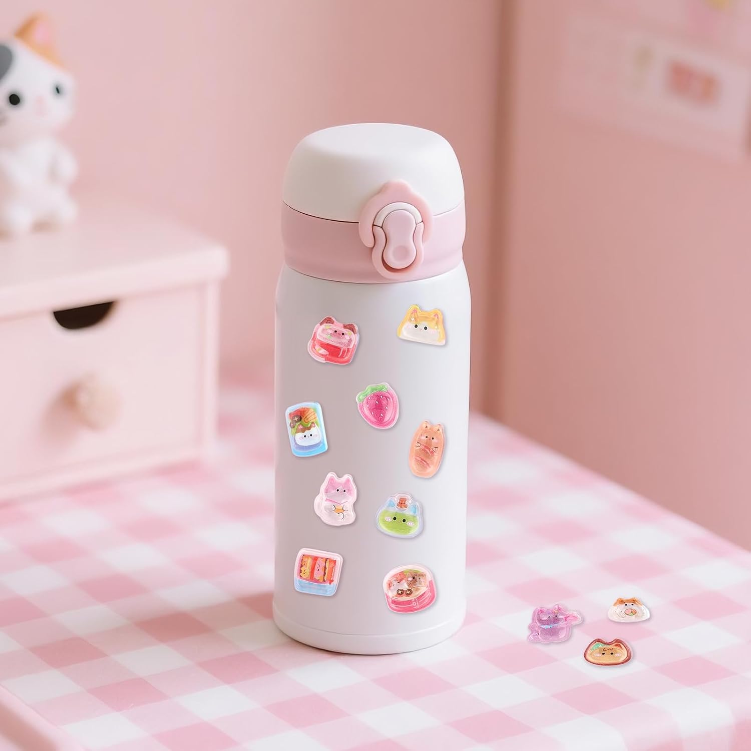 3D Cute Cartoon Cat Bento Puff Stickers,Kawaii Mini Puffy Stickers | 3D Stickers for Scrapbooks Planner Journals Laptops Phone Case Decoration Phone Stickers