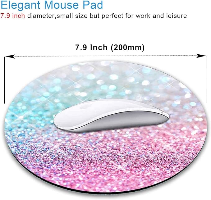 IMAYONDIA Kids Girls Mouse Pad for Laptop, Small Pink Blue Gradient Sparkle - Image 2