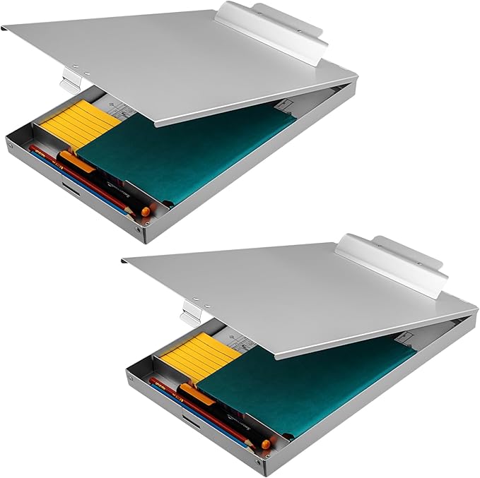 ZCZN Aluminum Clipboard with Storage, 2 Pack Recycled Metal Clipboard Box by ZCZN