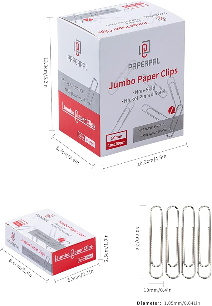 PAPERPAL Paperclips for Office School & Personal Use, Jumbo Nonskid Paper Clip - Image 2